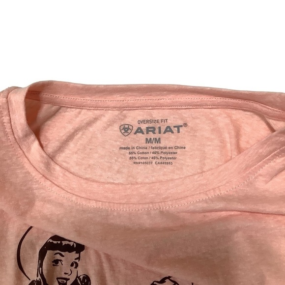 Ariat Oversized Fit Cropped Tee Sz Medium Pink Western Cowgirl - Picture 6 of 8